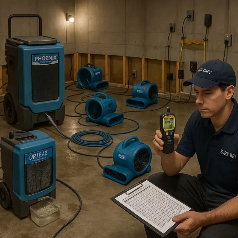 Structural Drying and Dehumidification process in Von Ormy, TX